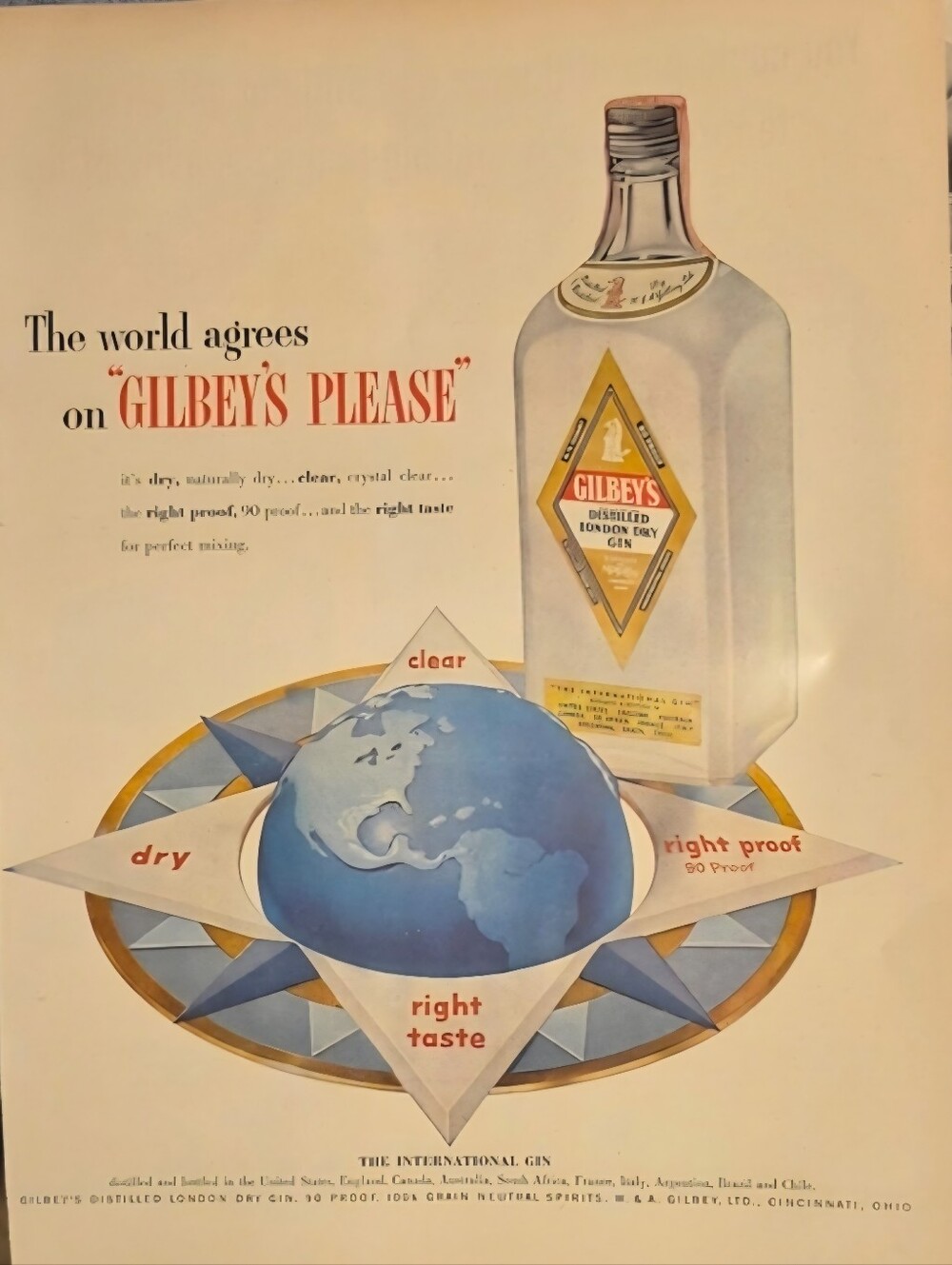Vintage Gilbey's Distilled London Dry Gin Vintage Ad Print - Gilbey's Alcohol